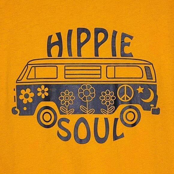 Boho Hippie Soul Van Life Fun Graphic Tee Yellow Medium - Picture 4 of 7